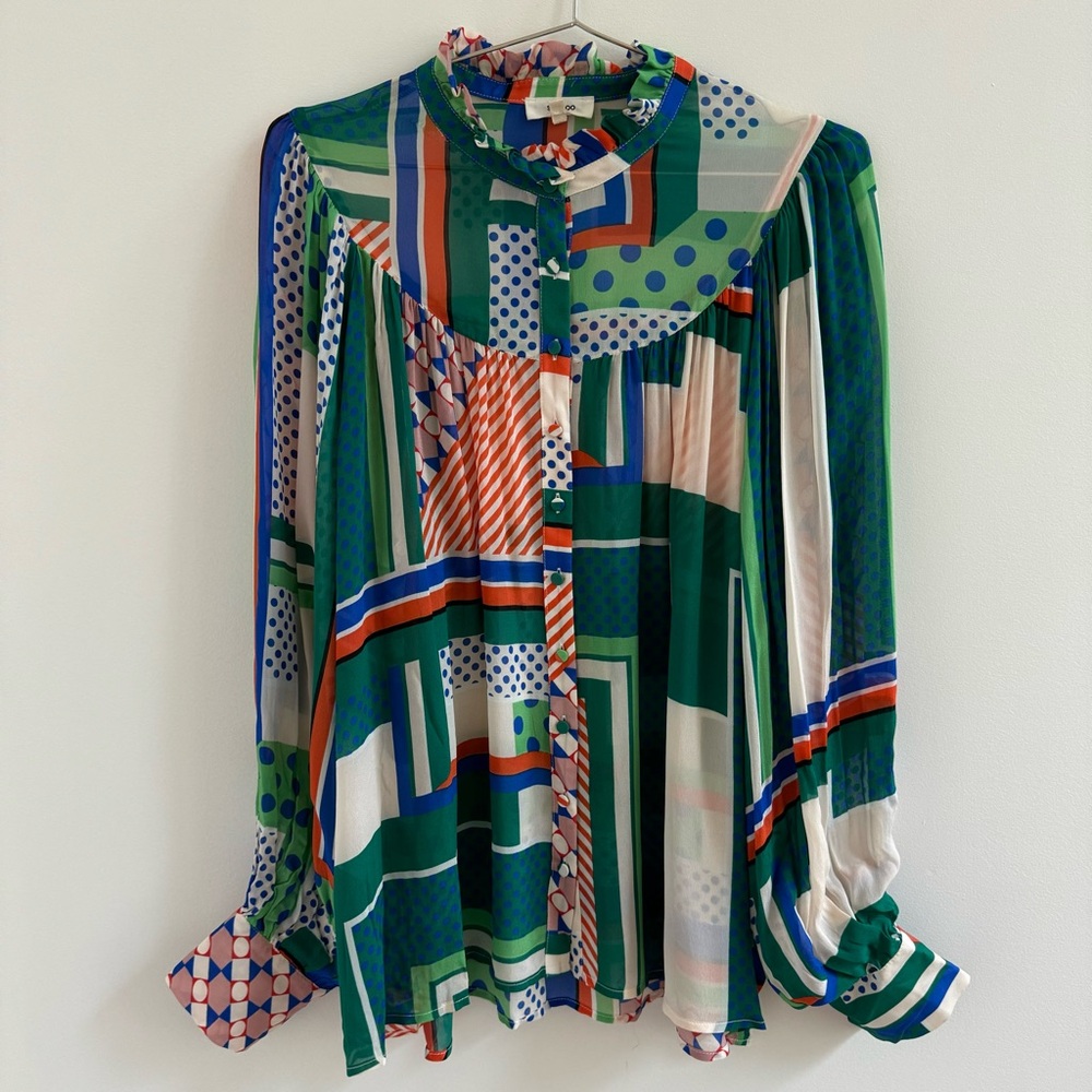 SUNCOO Multicolor Geometric Blouse